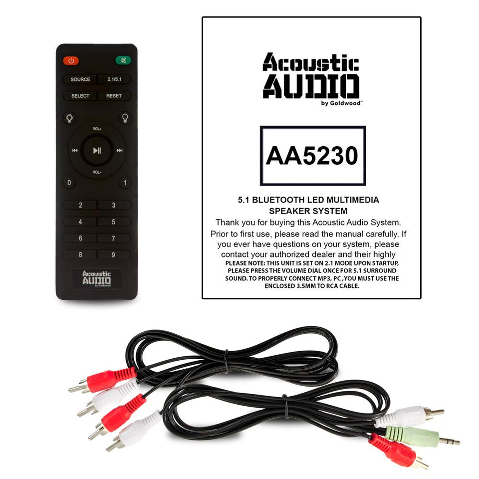 Acoustic Audio AA5230 Home Theater 5.1 - Sistema de Altavoces Bluetooth con Entrada USB y Visualización LED