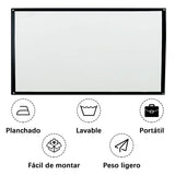 Pantalla de proyección de 100 pulgadas Cine en casa NIDRBO 16: 9 con proyector plegable portátil, sin plegado HD, proyección en el interior con proyección de doble cara, solo 0,3 kg